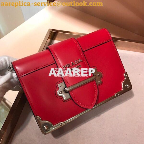 Replica Prada Cahier leather clutch bag 1bh018 Red 5