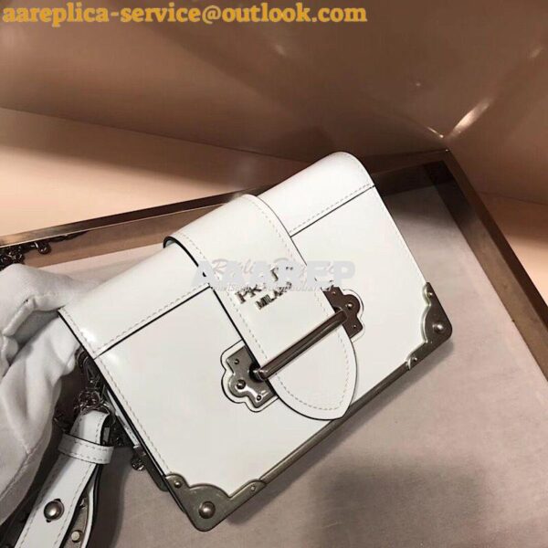 Replica Prada Cahier leather clutch bag 1bh018 White 5