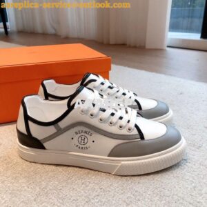 Replica Hermes Men Female Get Sneaker in Calfskin Multicolore Blanc H2 2