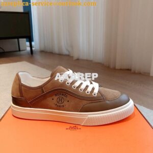 Replica Hermes Men Female Get Sneaker in Suede Goatskin and Calfskin B