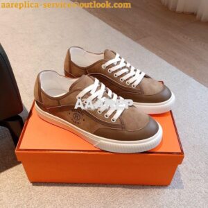 Replica Hermes Men Female Get Sneaker in Suede Goatskin and Calfskin B 2