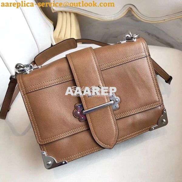 Replica Prada cahier leather shoulder bag 1BD095 brown 3