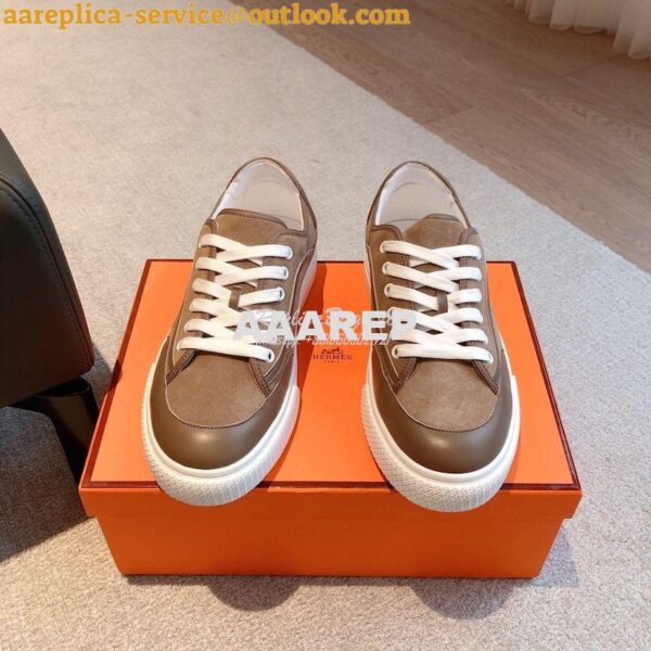 Replica Hermes Men Female Get Sneaker in Suede Goatskin and Calfskin B 5