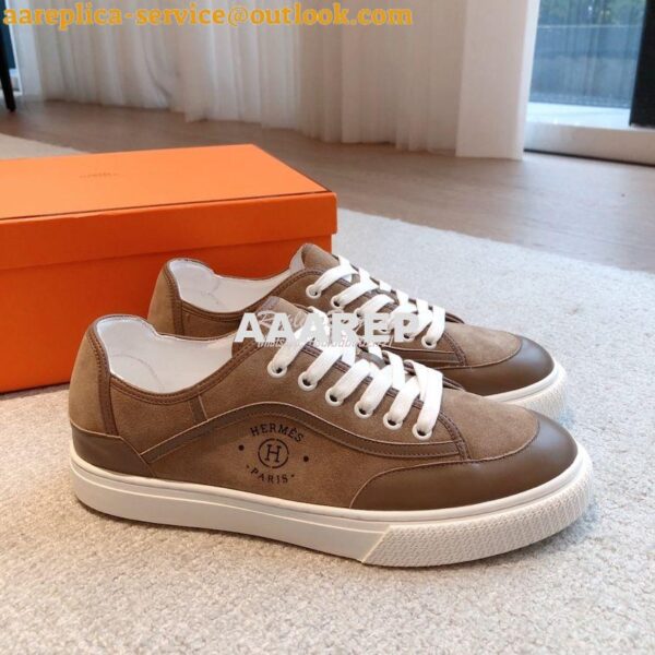 Replica Hermes Men Female Get Sneaker in Suede Goatskin and Calfskin B 6