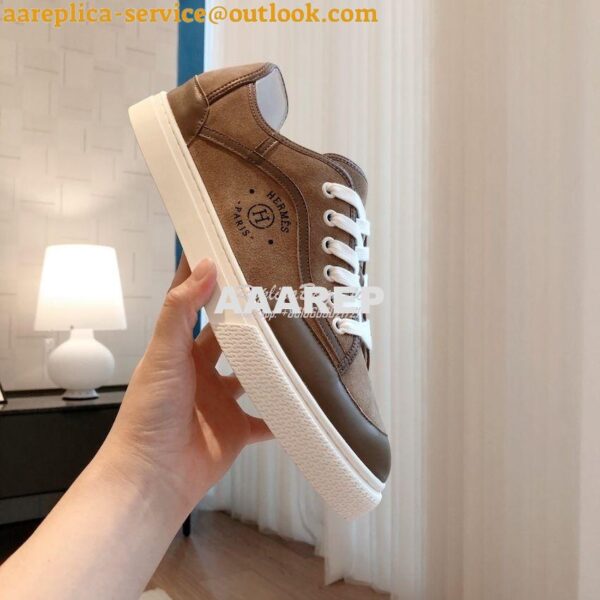 Replica Hermes Men Female Get Sneaker in Suede Goatskin and Calfskin B 7