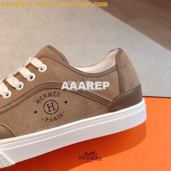 Replica Hermes Men Female Get Sneaker in Suede Goatskin and Calfskin B 8