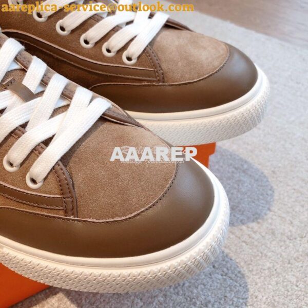 Replica Hermes Men Female Get Sneaker in Suede Goatskin and Calfskin B 9