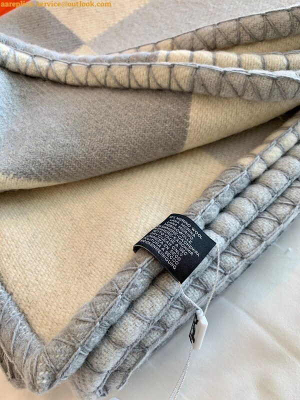 Replica Hermes H Drapeau Blanket in Acier and Perle Cashmere 12