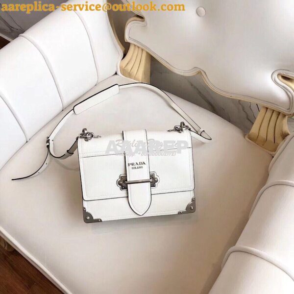 Replica Prada cahier leather shoulder bag 1BD095 white 3