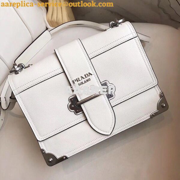 Replica Prada cahier leather shoulder bag 1BD095 white 4