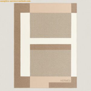 Replica Hermes H Riviera Blanket in Beige Wool and Cashmere 2