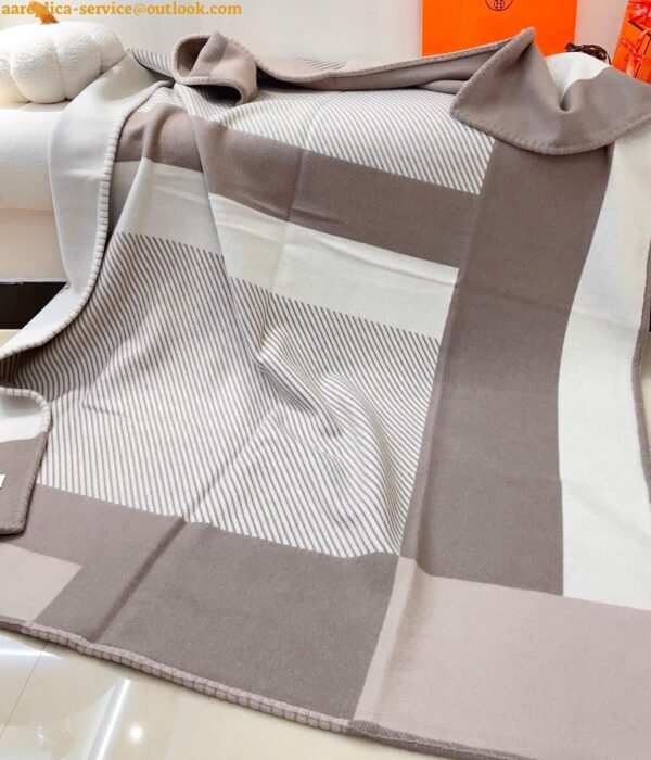 Replica Hermes H Riviera Blanket in Beige Wool and Cashmere 4