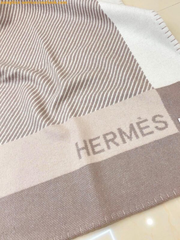 Replica Hermes H Riviera Blanket in Beige Wool and Cashmere 5