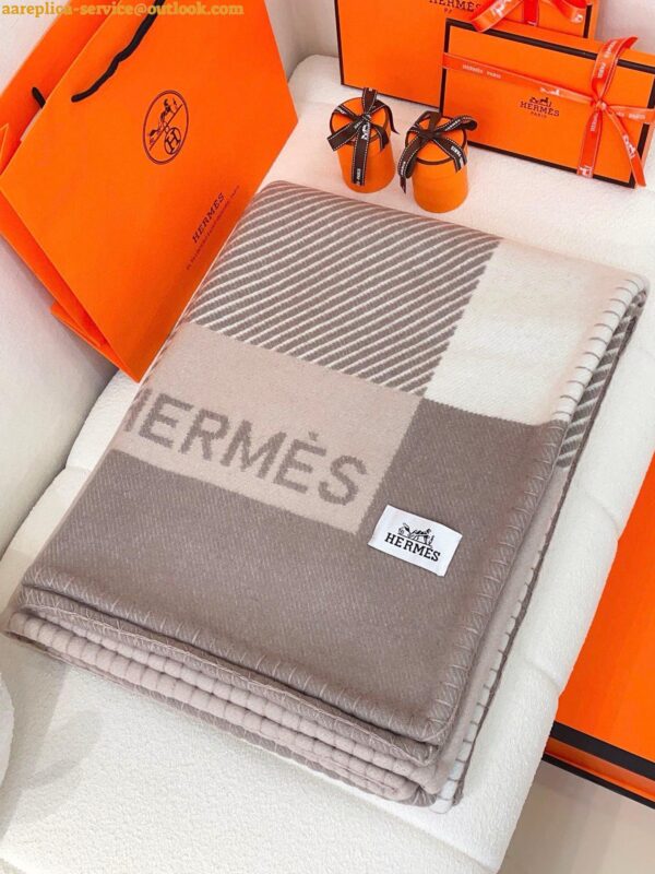 Replica Hermes H Riviera Blanket in Beige Wool and Cashmere 7