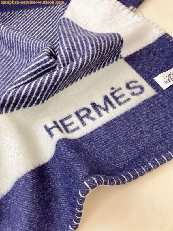 Replica Hermes H Riviera Blanket in Marine Wool and Cashmere 6