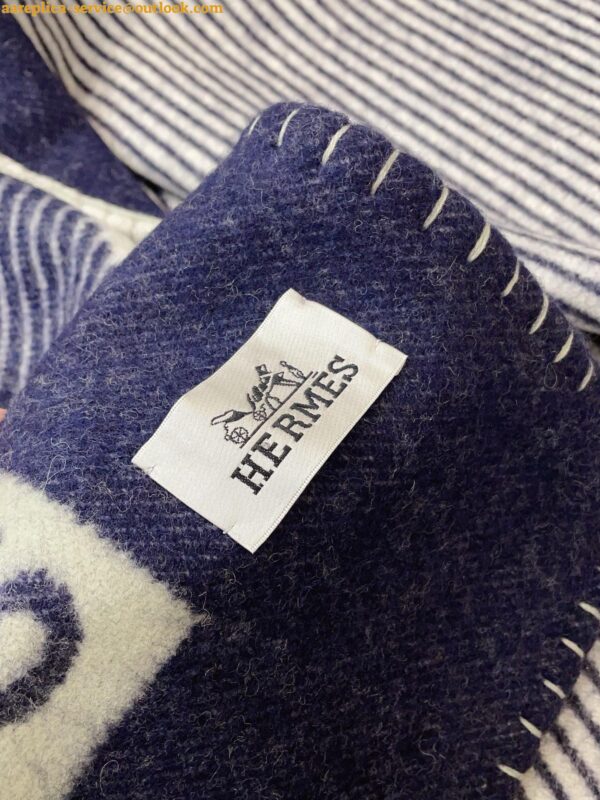 Replica Hermes H Riviera Blanket in Marine Wool and Cashmere 10