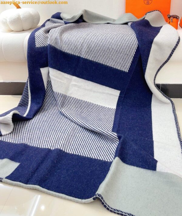 Replica Hermes H Riviera Blanket in Marine Wool and Cashmere 9