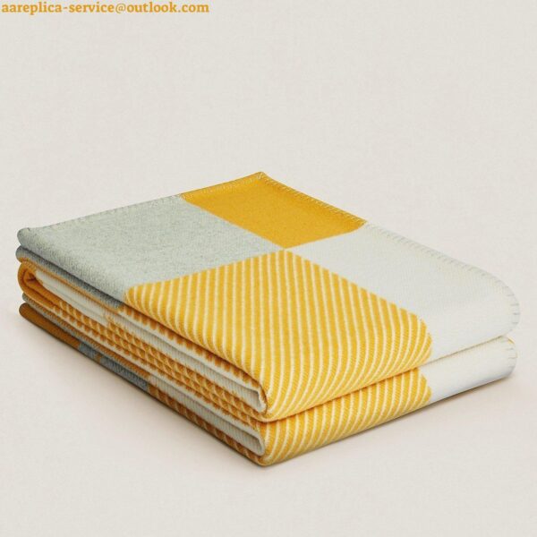 Replica Hermes H Riviera Blanket in Yellow Wool and Cashmere