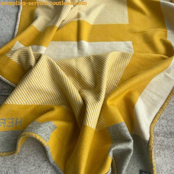 Replica Hermes H Riviera Blanket in Yellow Wool and Cashmere 5