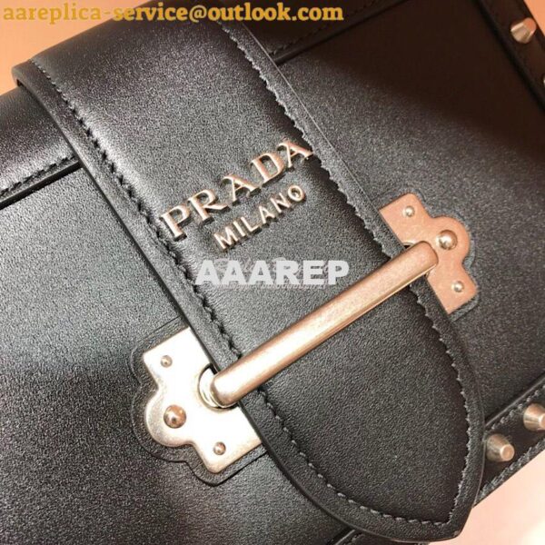 Replica Prada Cahier Studded Leather Bag 1BD045 Black 8