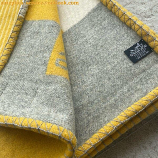 Replica Hermes H Riviera Blanket in Yellow Wool and Cashmere 8