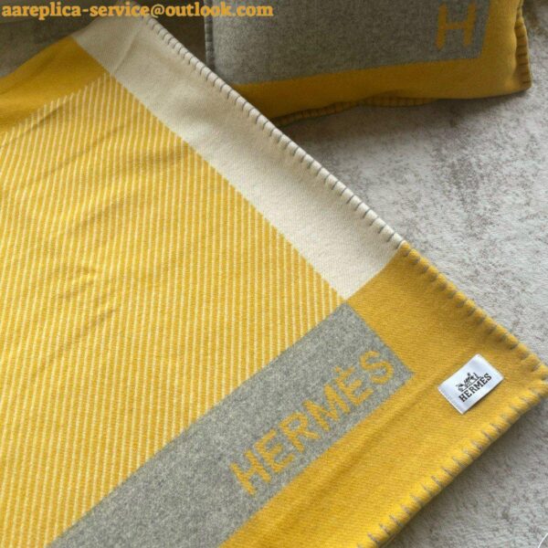 Replica Hermes H Riviera Blanket in Yellow Wool and Cashmere 9