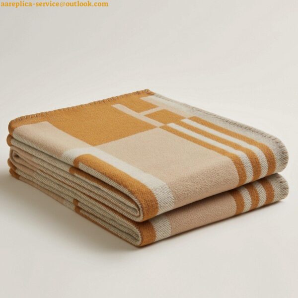 Replica Hermes Ithaque Blanket in Beige Wool and Cashmere