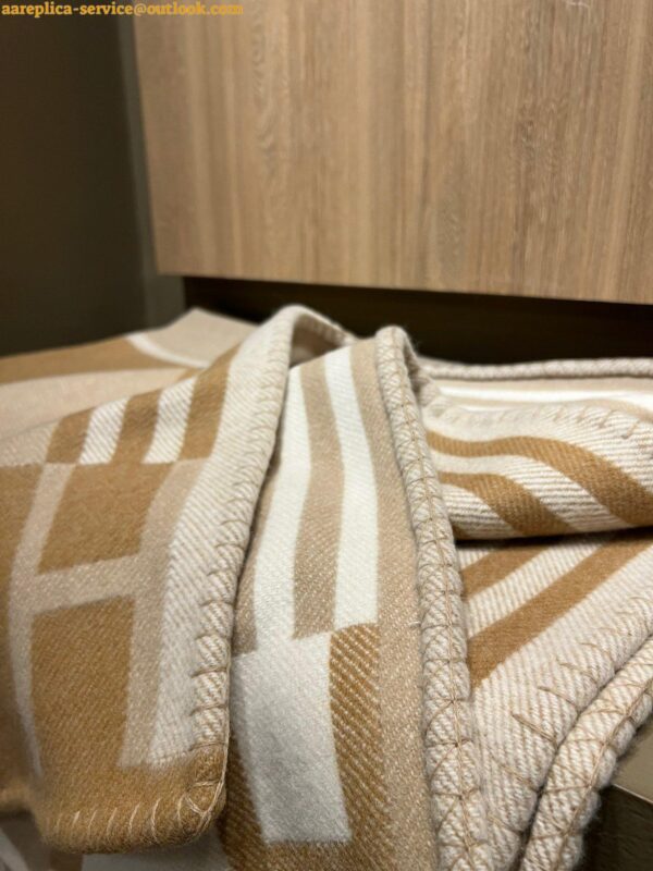 Replica Hermes Ithaque Blanket in Beige Wool and Cashmere 4