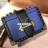 Replica Prada Cahier Studded Leather Bag 1BD045 Black