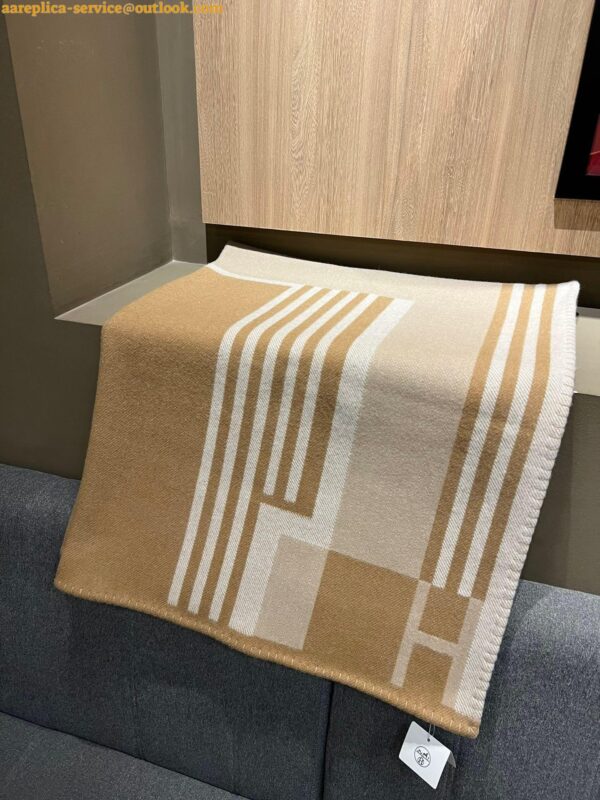 Replica Hermes Ithaque Blanket in Beige Wool and Cashmere 6