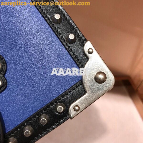 Replica Prada Cahier Studded Leather Bag 1BD045 Blue 11