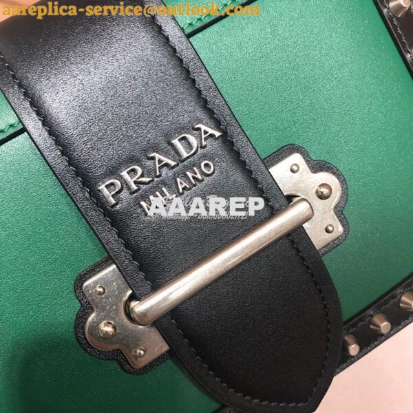 Replica Prada Cahier Studded Leather Bag 1BD045 Green 5