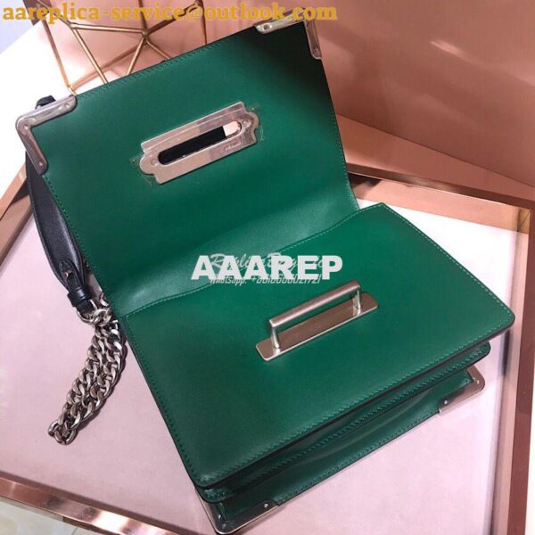 Replica Prada Cahier Studded Leather Bag 1BD045 Green 8