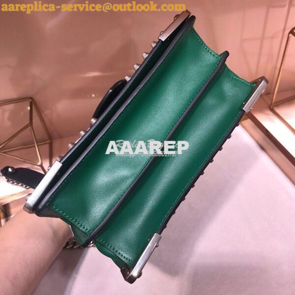 Replica Prada Cahier Studded Leather Bag 1BD045 Green 11