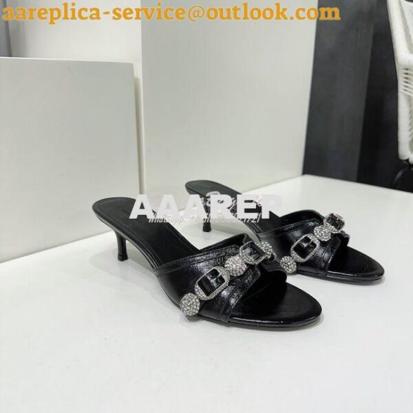 Replica Balenciaga Cagole 70mm Sandal In Arena Lambskin with Crystals 9