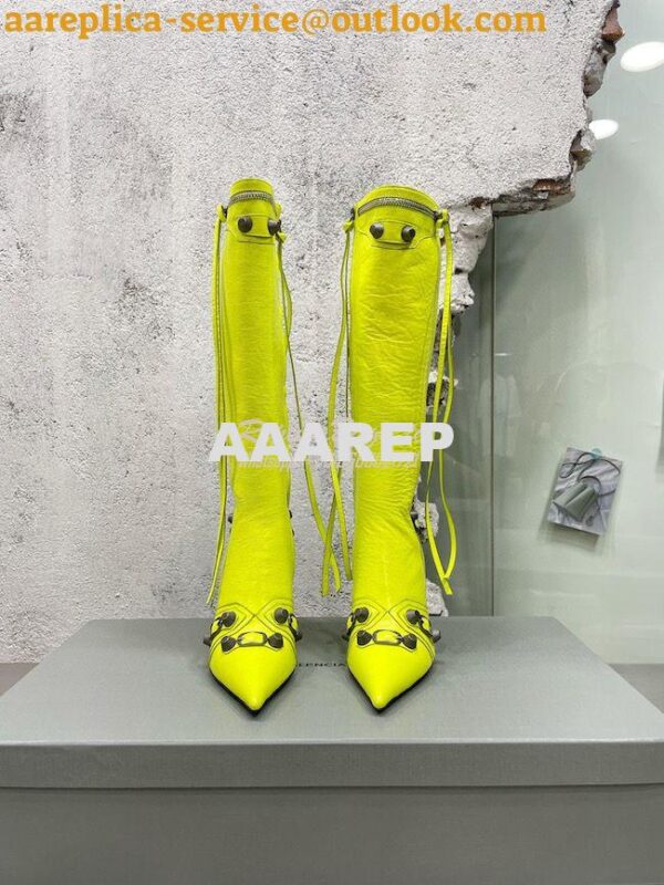 Replica Balenciaga Cagole 90mm Boot Arena lambskin 694395 Neon Yellow 4