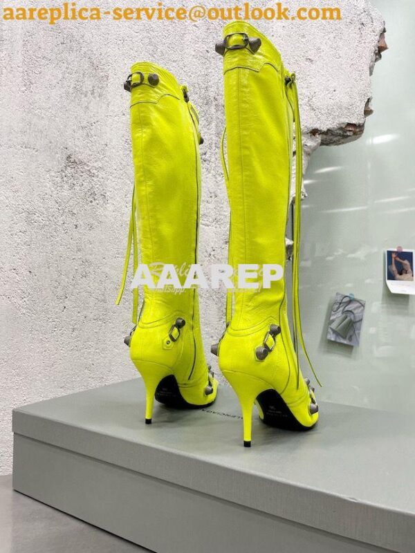 Replica Balenciaga Cagole 90mm Boot Arena lambskin 694395 Neon Yellow 6