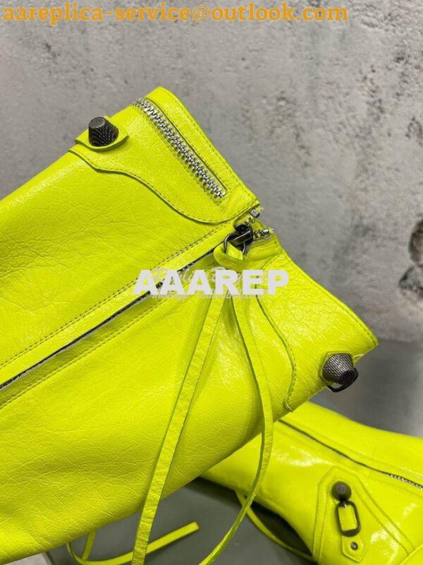 Replica Balenciaga Cagole 90mm Boot Arena lambskin 694395 Neon Yellow 10