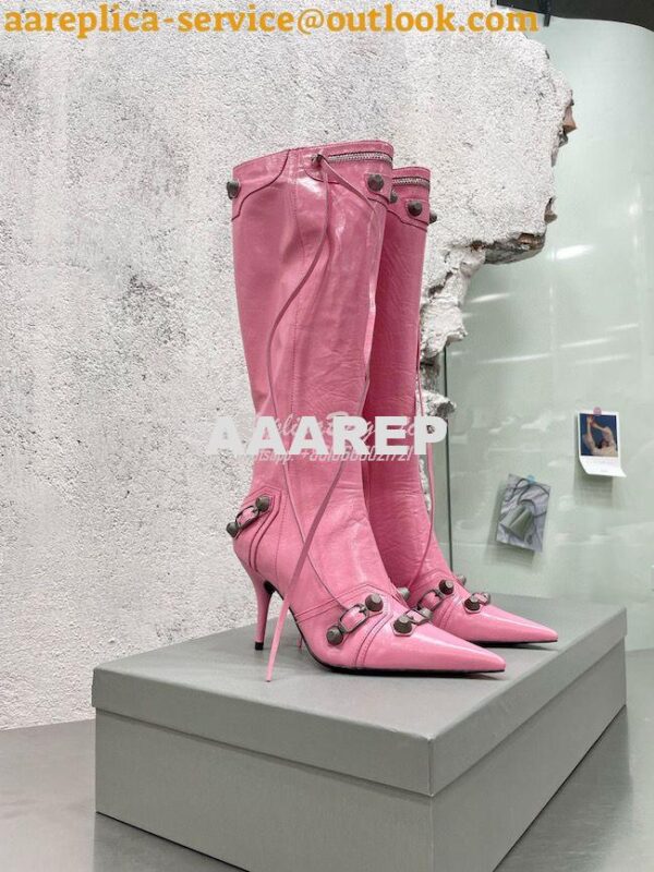 Replica Balenciaga Cagole 90mm Boot Arena lambskin 694395 Pink 3