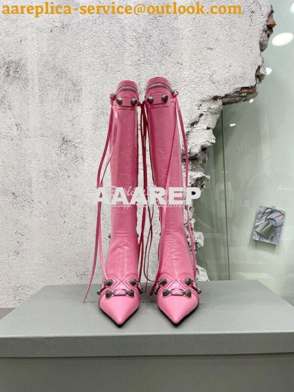 Replica Balenciaga Cagole 90mm Boot Arena lambskin 694395 Pink 4