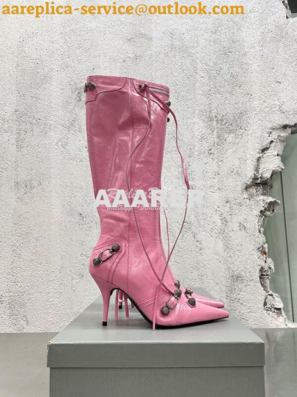 Replica Balenciaga Cagole 90mm Boot Arena lambskin 694395 Pink 5