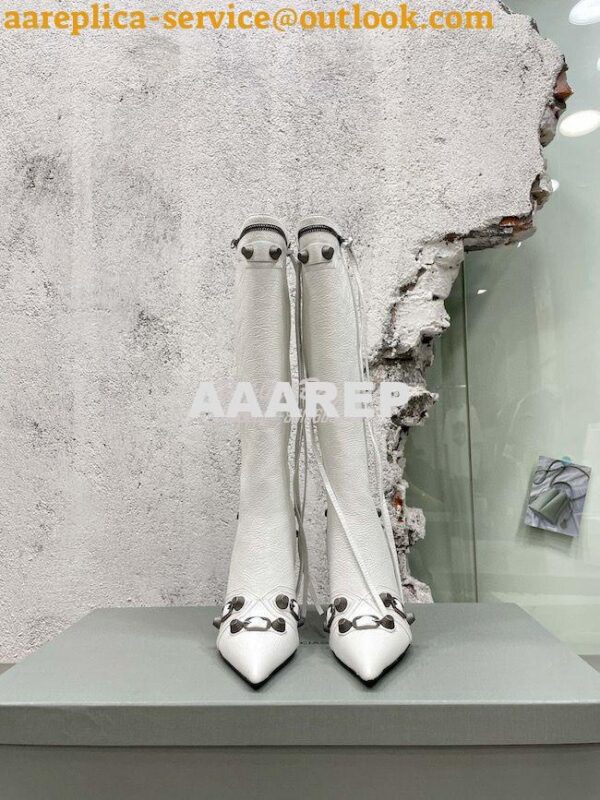 Replica Balenciaga Cagole 90mm Boot Arena lambskin 694395 white 3