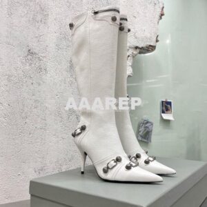 Replica Balenciaga Cagole 90mm Boot Arena lambskin 694395 white 2