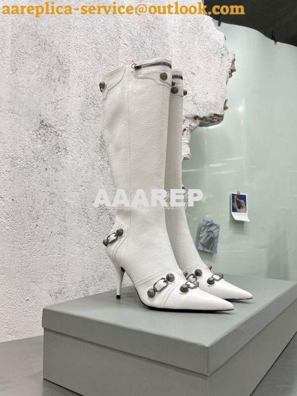 Replica Balenciaga Cagole 90mm Boot Arena lambskin 694395 white 4