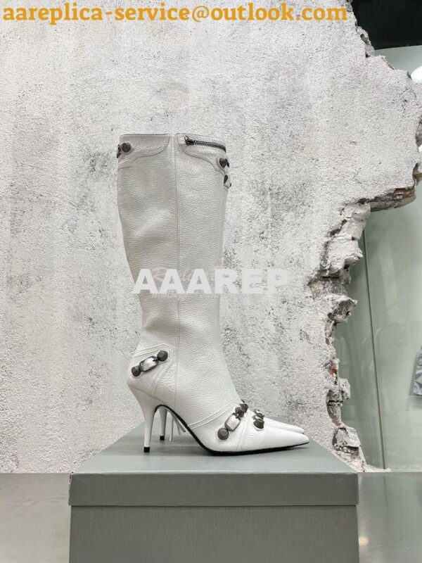 Replica Balenciaga Cagole 90mm Boot Arena lambskin 694395 white 5