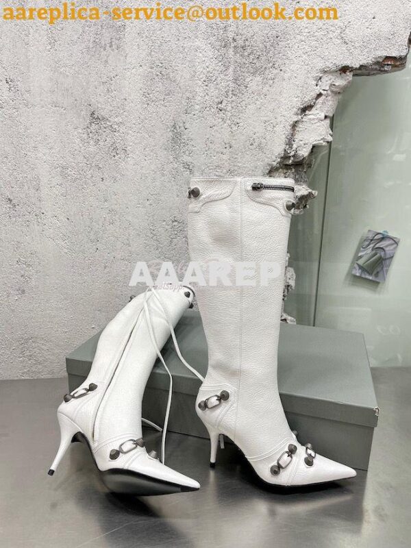 Replica Balenciaga Cagole 90mm Boot Arena lambskin 694395 white 6