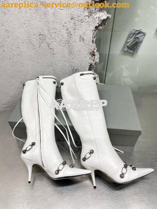 Replica Balenciaga Cagole 90mm Boot Arena lambskin 694395 white 7