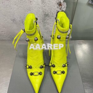 Replica Balenciaga Cagole 90mm Bootie Arena Lambskin 694379 Neon Yello 2