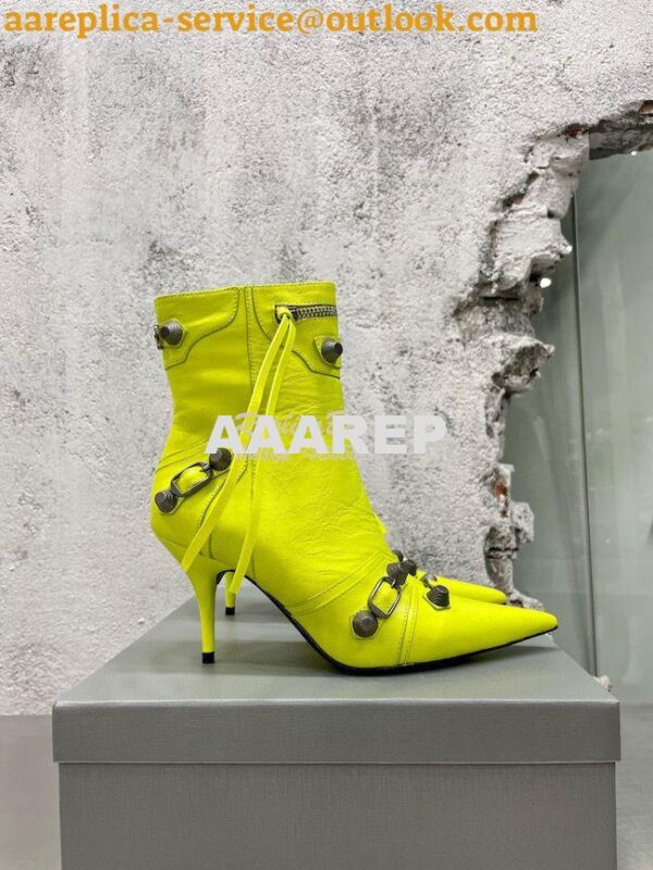 Replica Balenciaga Cagole 90mm Bootie Arena Lambskin 694379 Neon Yello 5