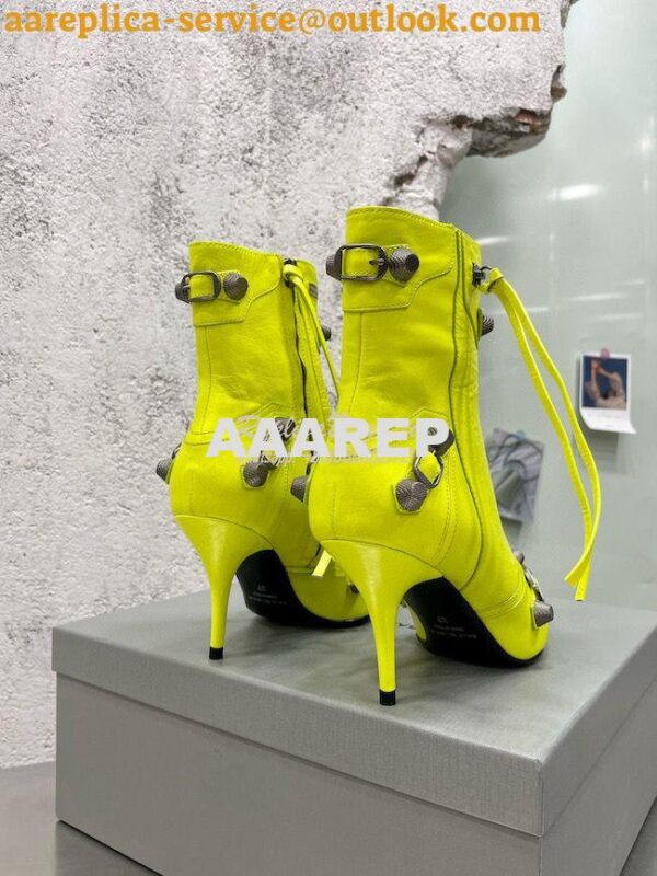 Replica Balenciaga Cagole 90mm Bootie Arena Lambskin 694379 Neon Yello 6